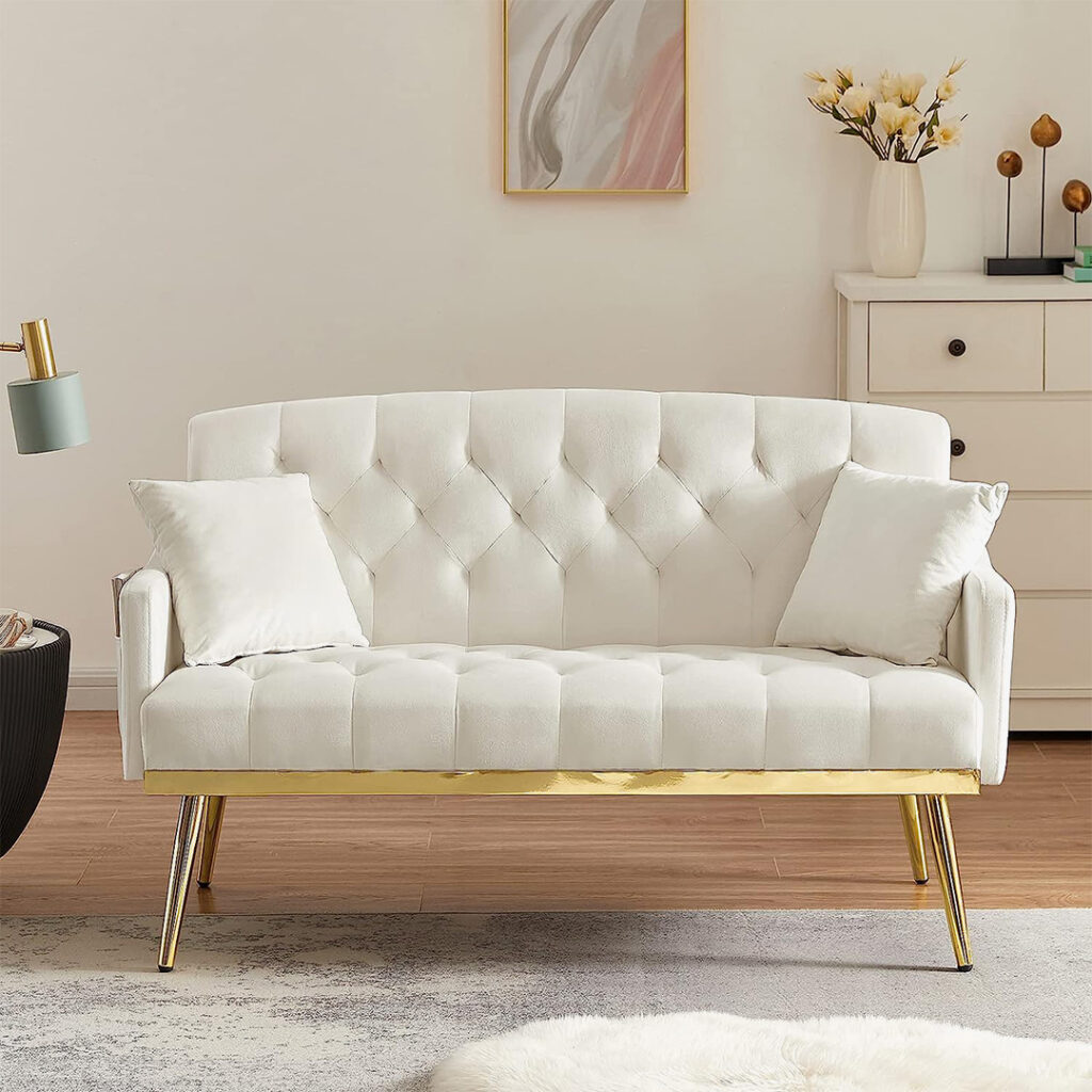 Antetek Upholstered Velvet Loveseat Sofa