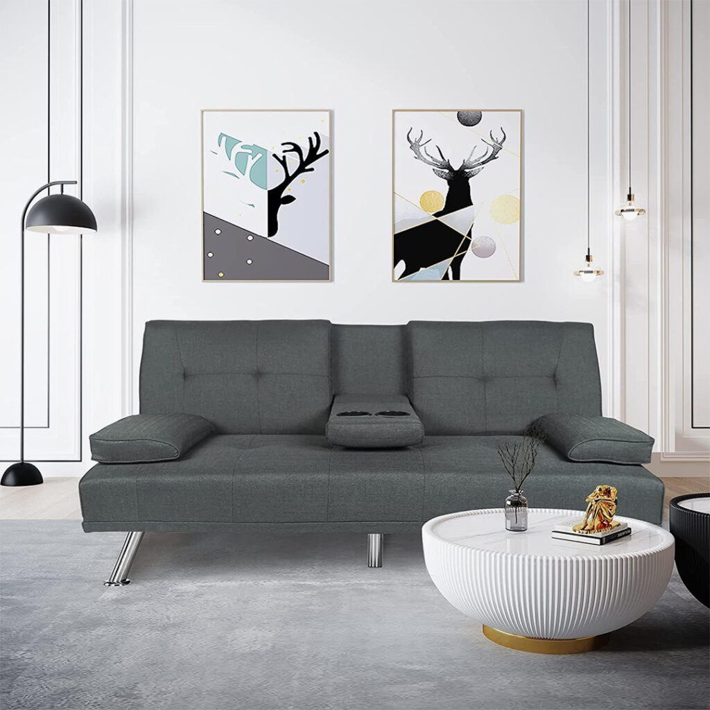 ERYE Modern Upholstered Futon Sofa Loveseat