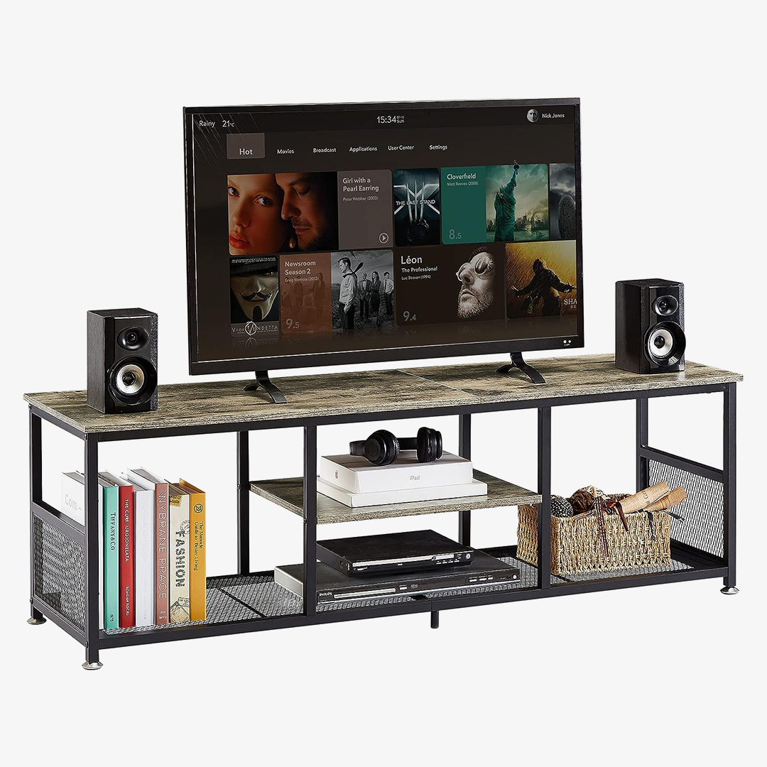 VECELO Industrial TV Stand - small entertainment center